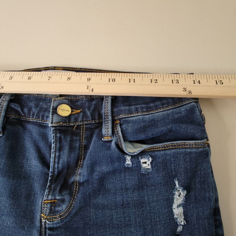 Frame Womens Le Garcon Jeans Boyfriend SZ 25 Distressed LGJ865 Blue Dublin Grind - Picture 10 of 13